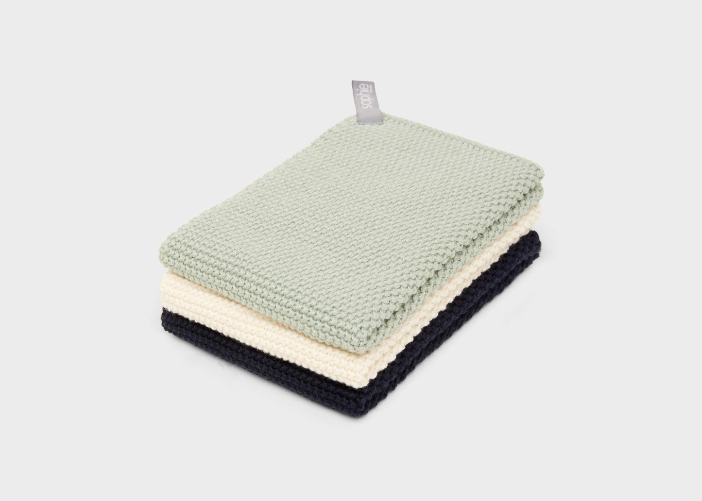 Reusable Dishcloths: Mint Mix by Sophie Home stack of three wash cloths