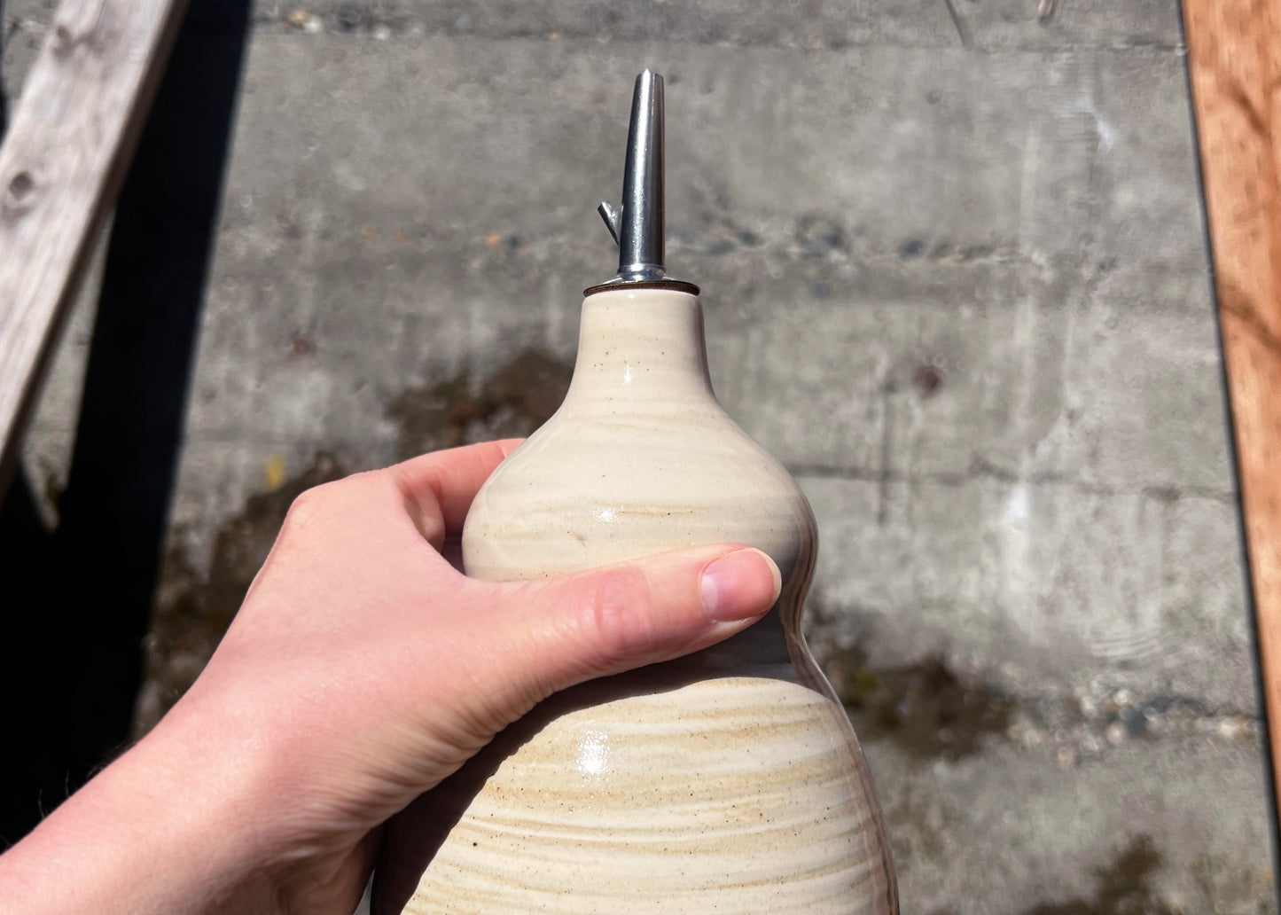Sand Ceramic Oil Bottle by Julija Pustovrh