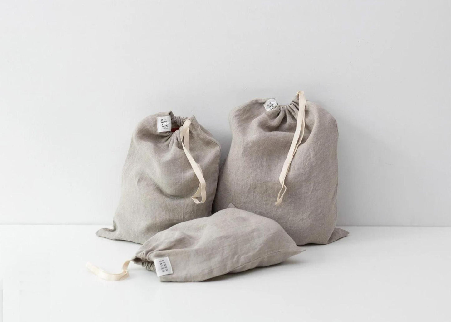 
                  
                    Natural Linen Drawstring Bags Set of 3
                  
                