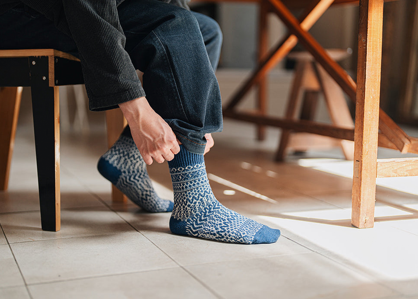 
                  
                    Wool Jacquard Socks - Seagull Blue
                  
                
