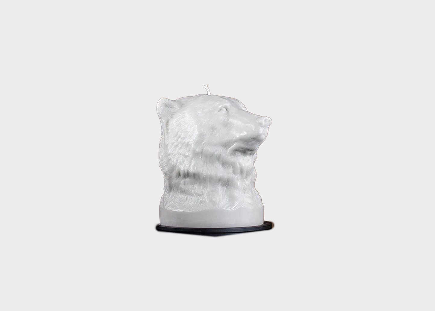wax bear head candle in willow grey