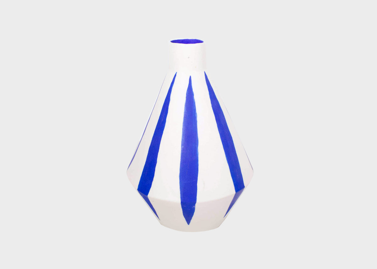 Diamond Vase Blue Stripe