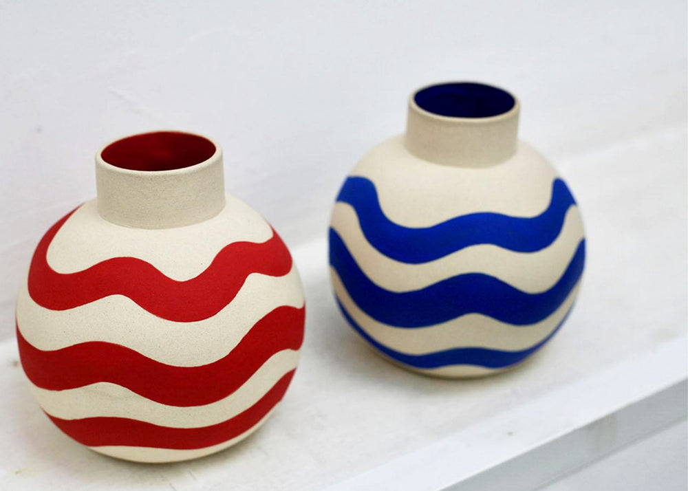 
                  
                    Round Brushstroke Vase Blue by Sofie Alda
                  
                