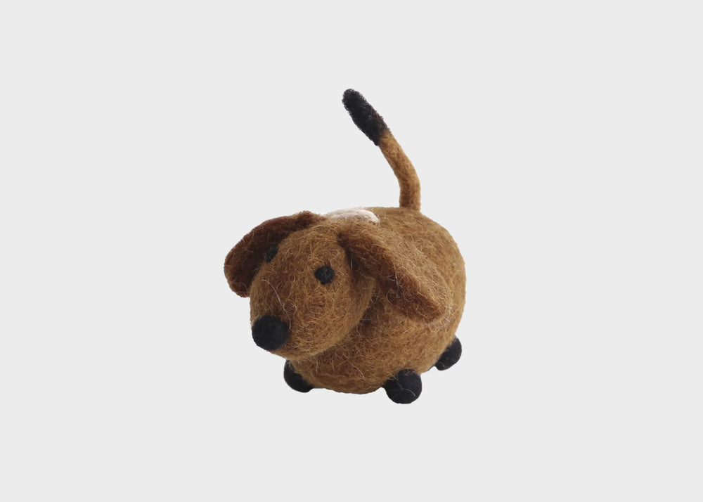 Brown Dog Ornament Wool