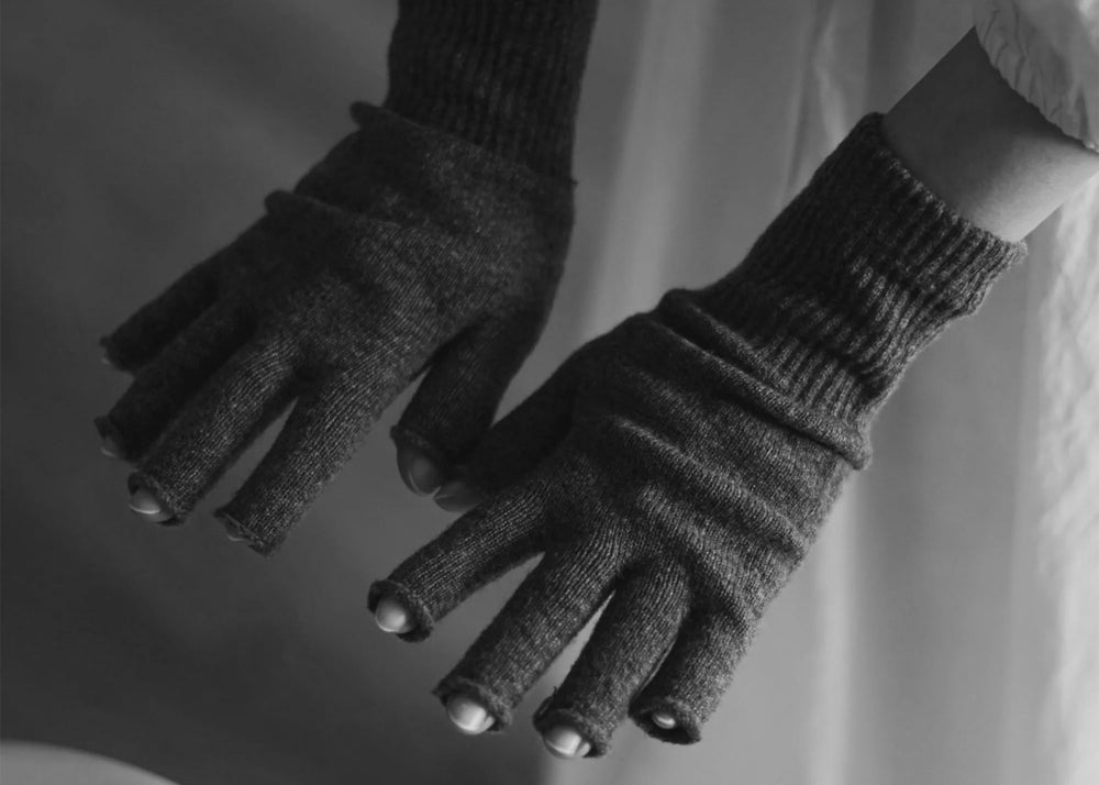 
                  
                    Merino Wool Fingerless Gloves - Light Grey by Memeri
                  
                