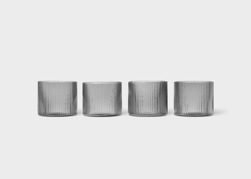 Grey Smoked Low Ripple Glasses by Ferm Living