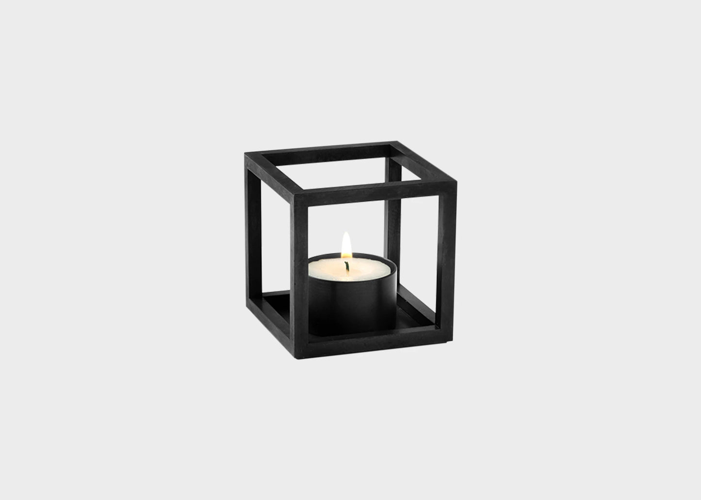 Kubus T Holder with lit tealight sold at Woodland Mod
