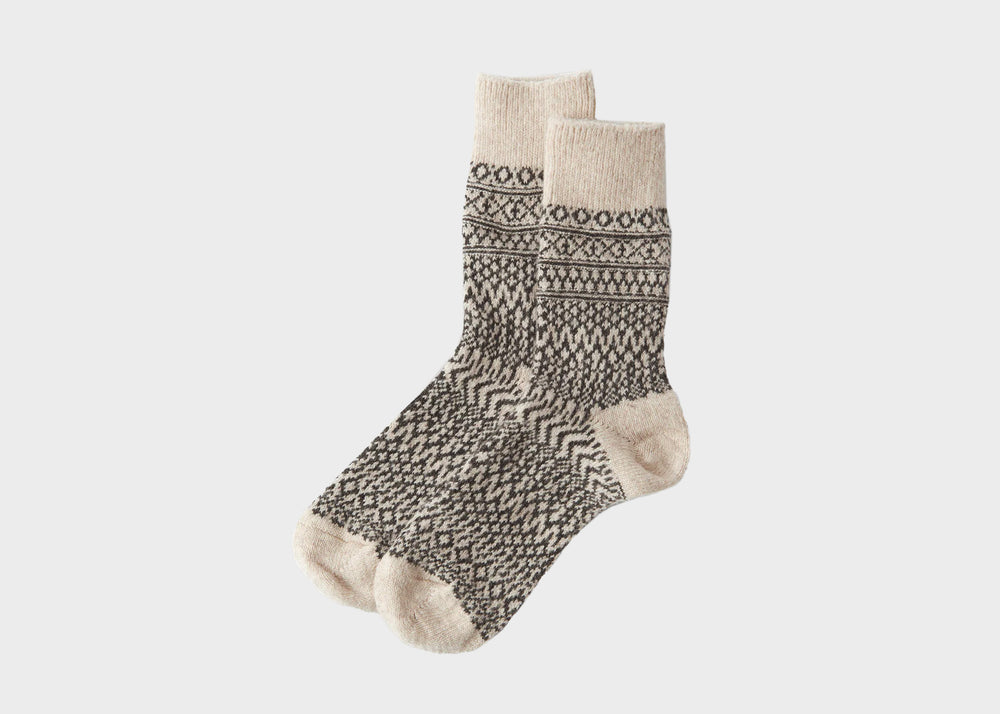 Wool Jacquard Socks - Oatmeal