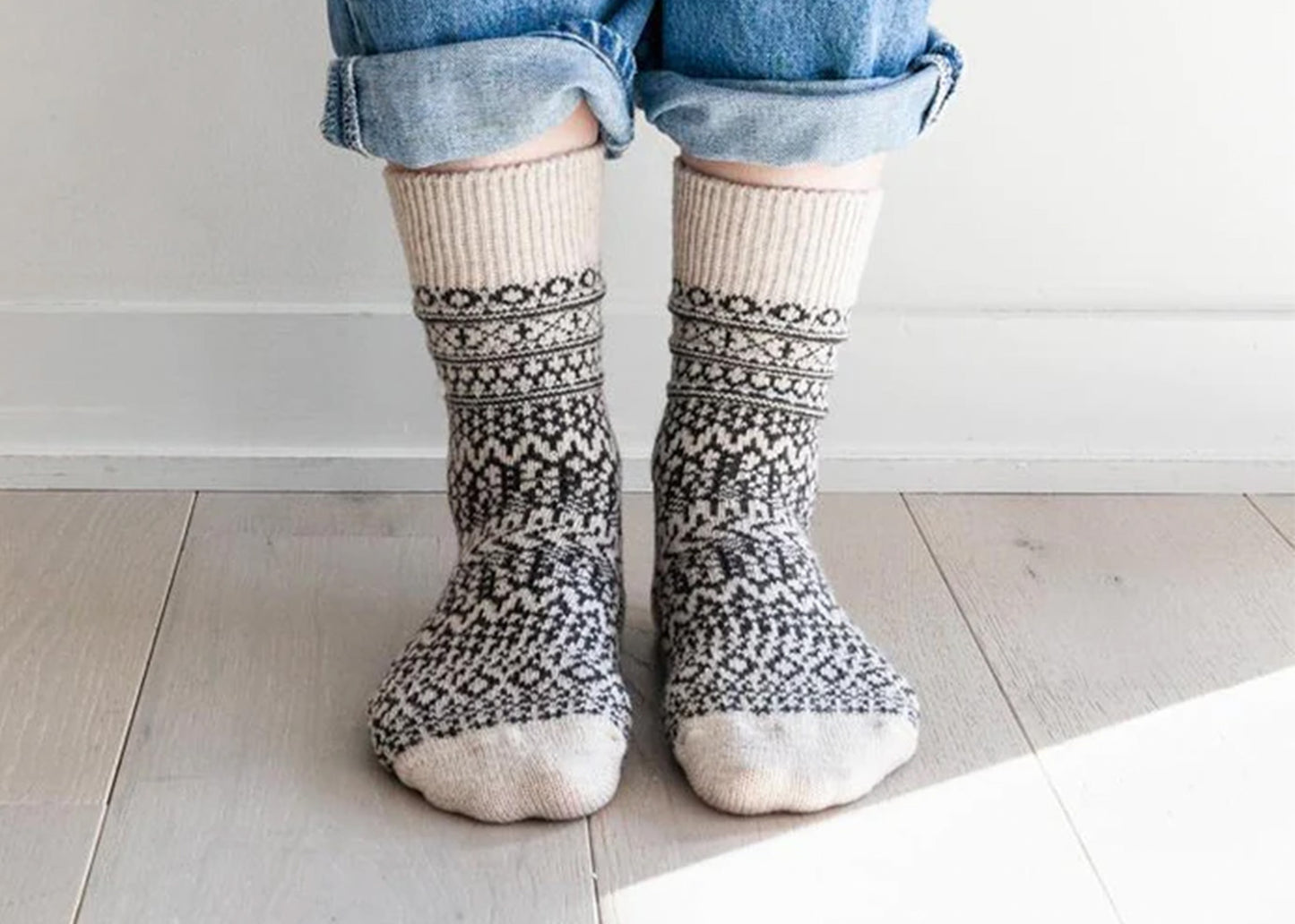 Wool Jacquard Socks - Oatmeal