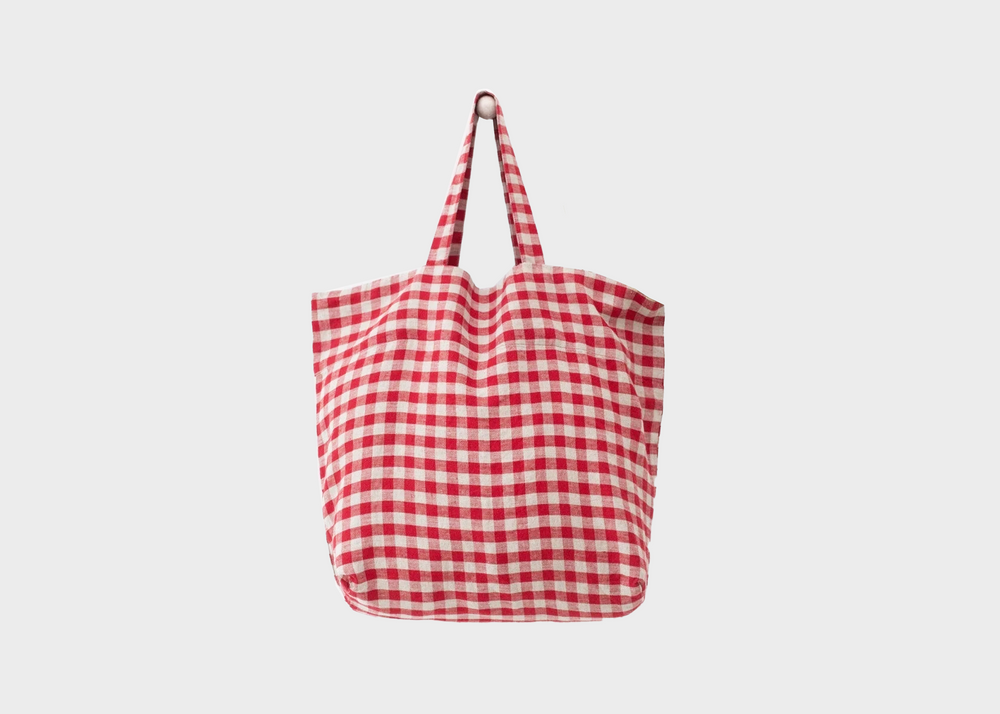 Red Gingham Linen Big Bag