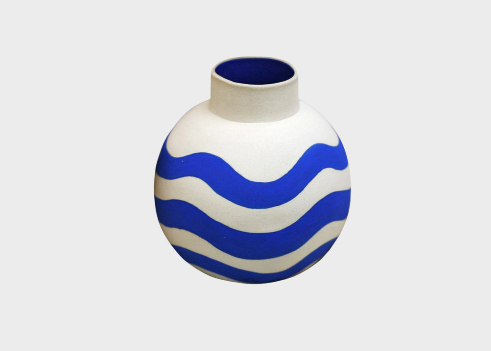 Round Brushstroke Vase Blue by Sofie Alda