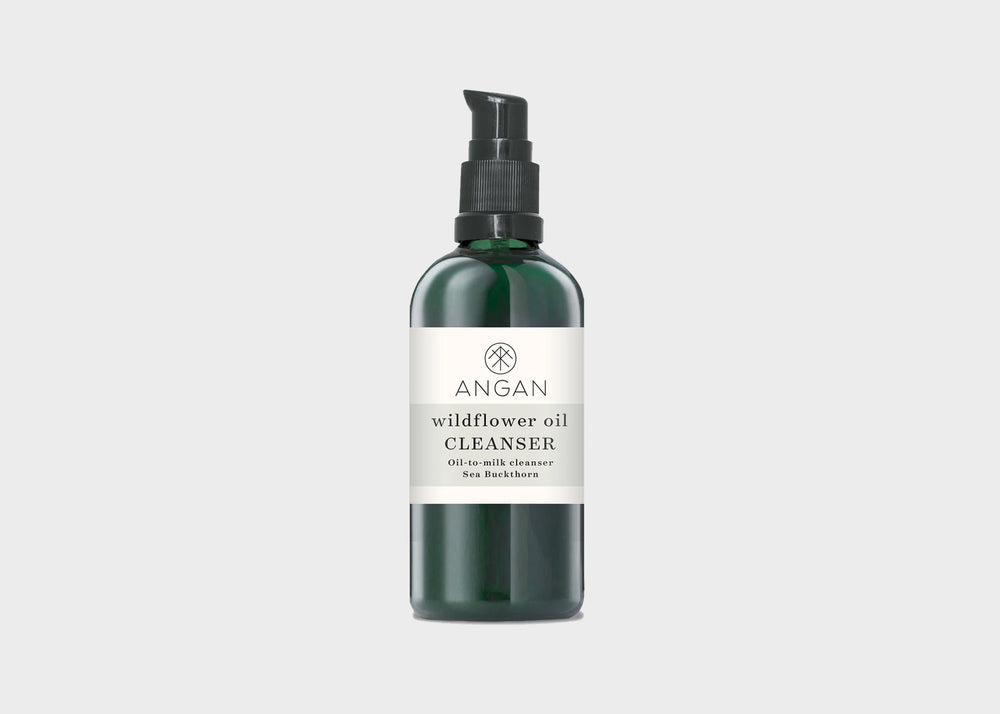 Wildflower Oil Cleanser from Iceland in a green glass bottle