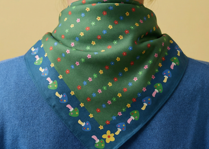 Cotton Silk Bandana - Mushroom Floral