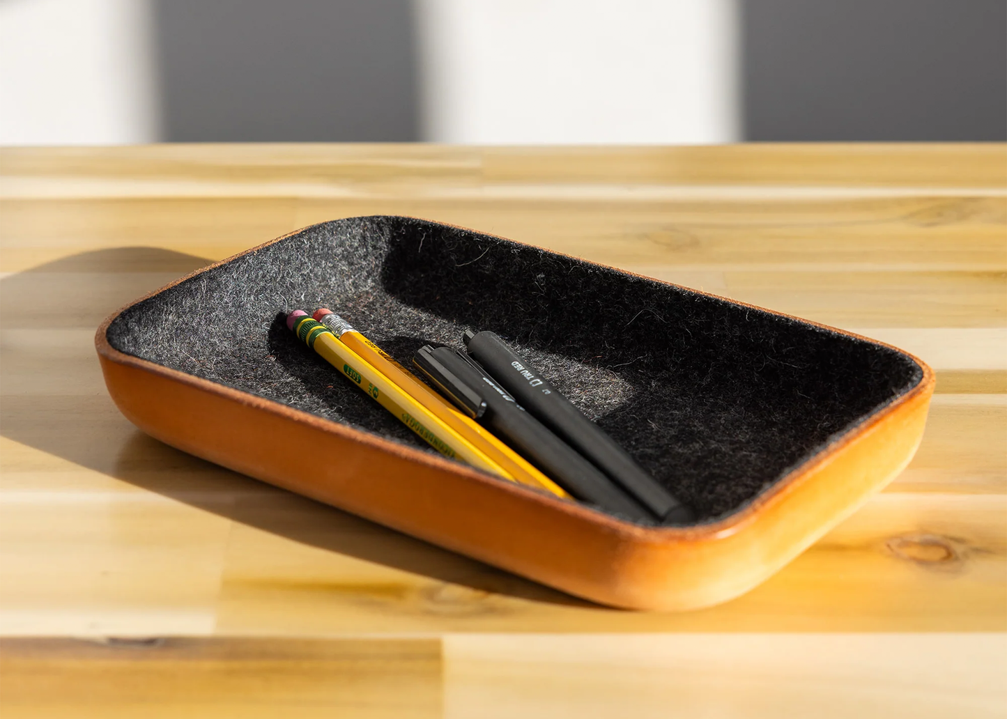 
                  
                    Leather Felt Tray - Small Heather Black
                  
                