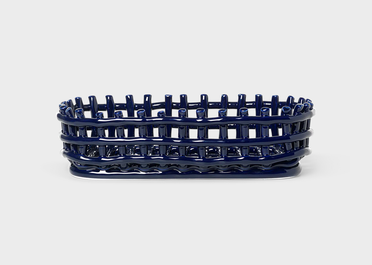 Oval Ceramic Basket Blue