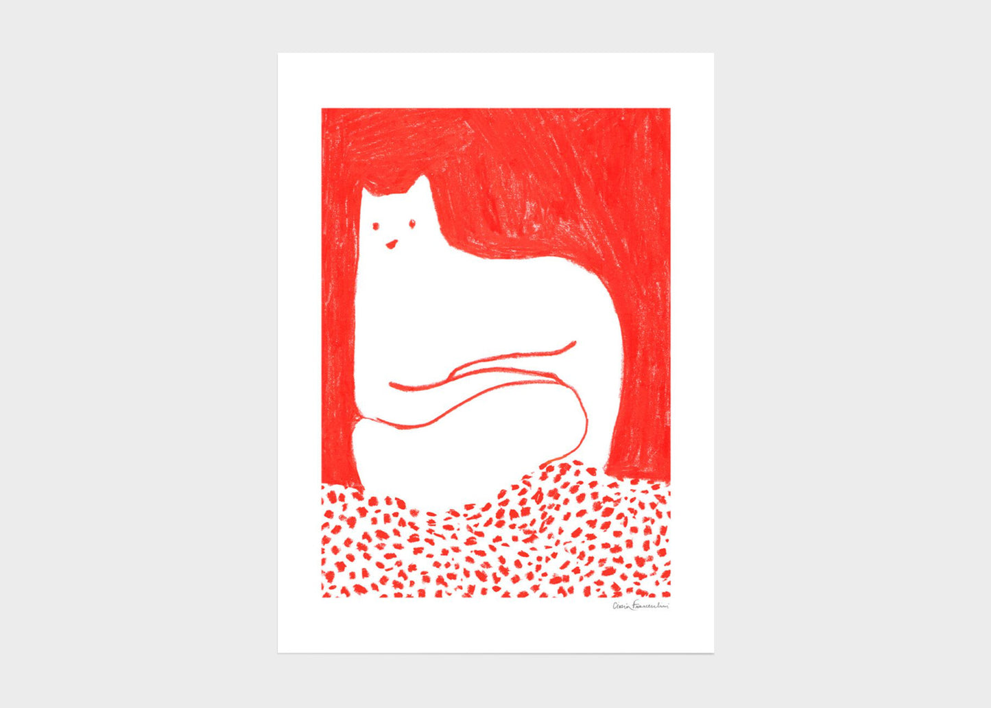 Cat in Red Print