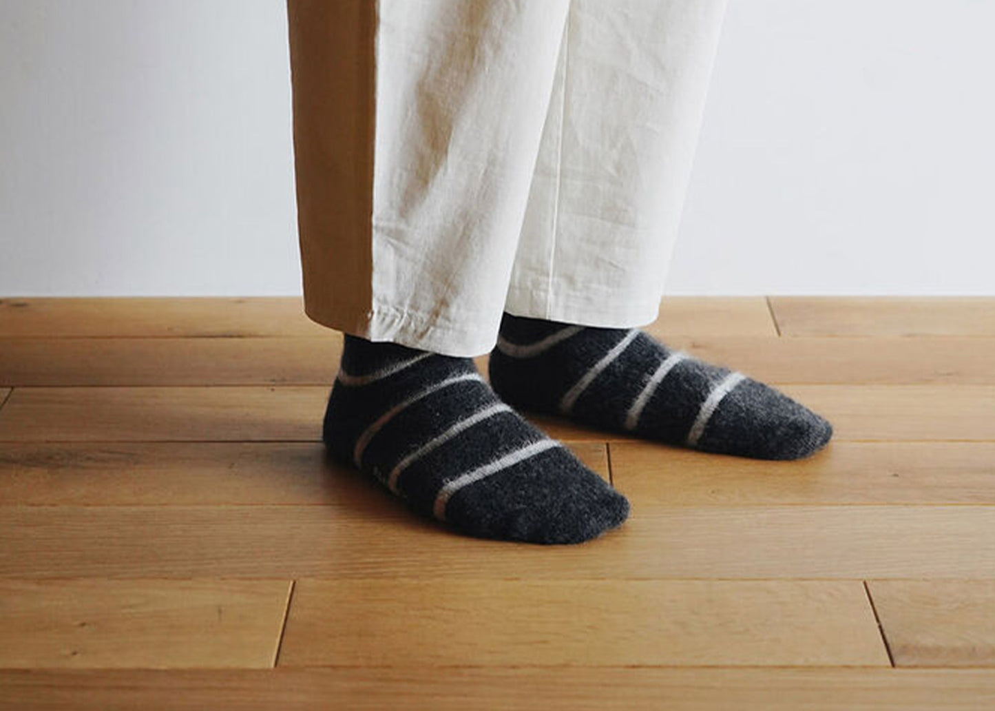 
                  
                    Mohair Wool Border Sock - Charcoal Small
                  
                