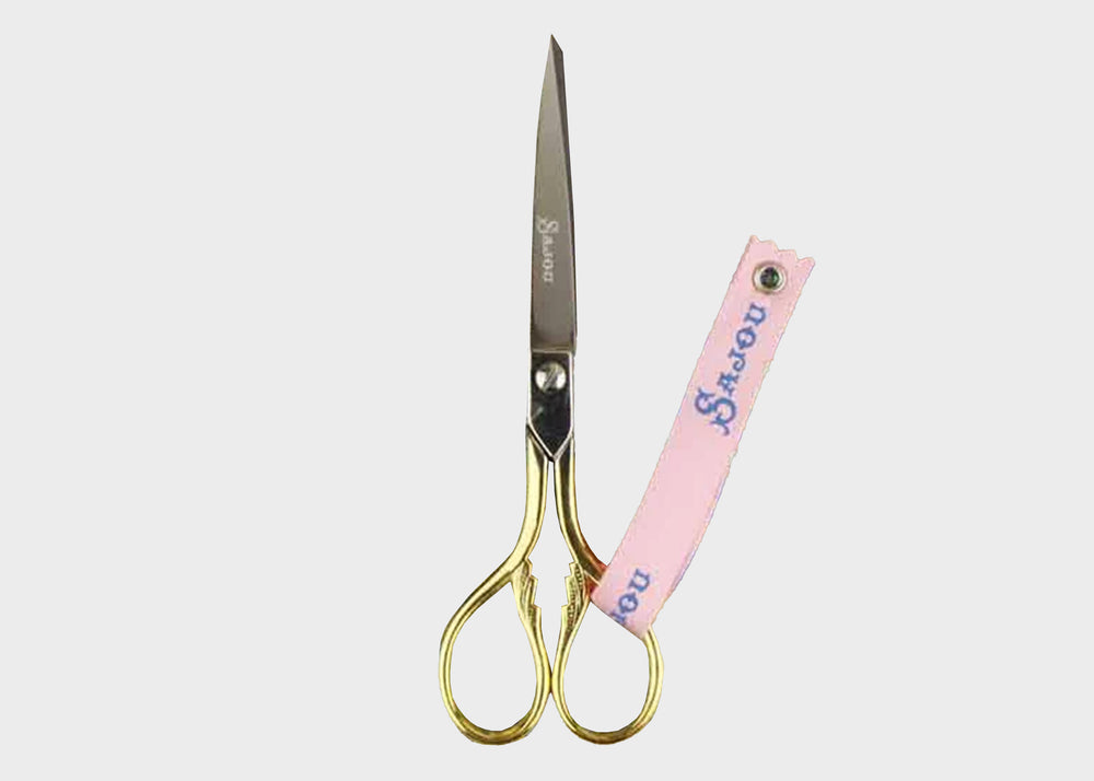 Large sewing scissors - gilded - Leaf Design