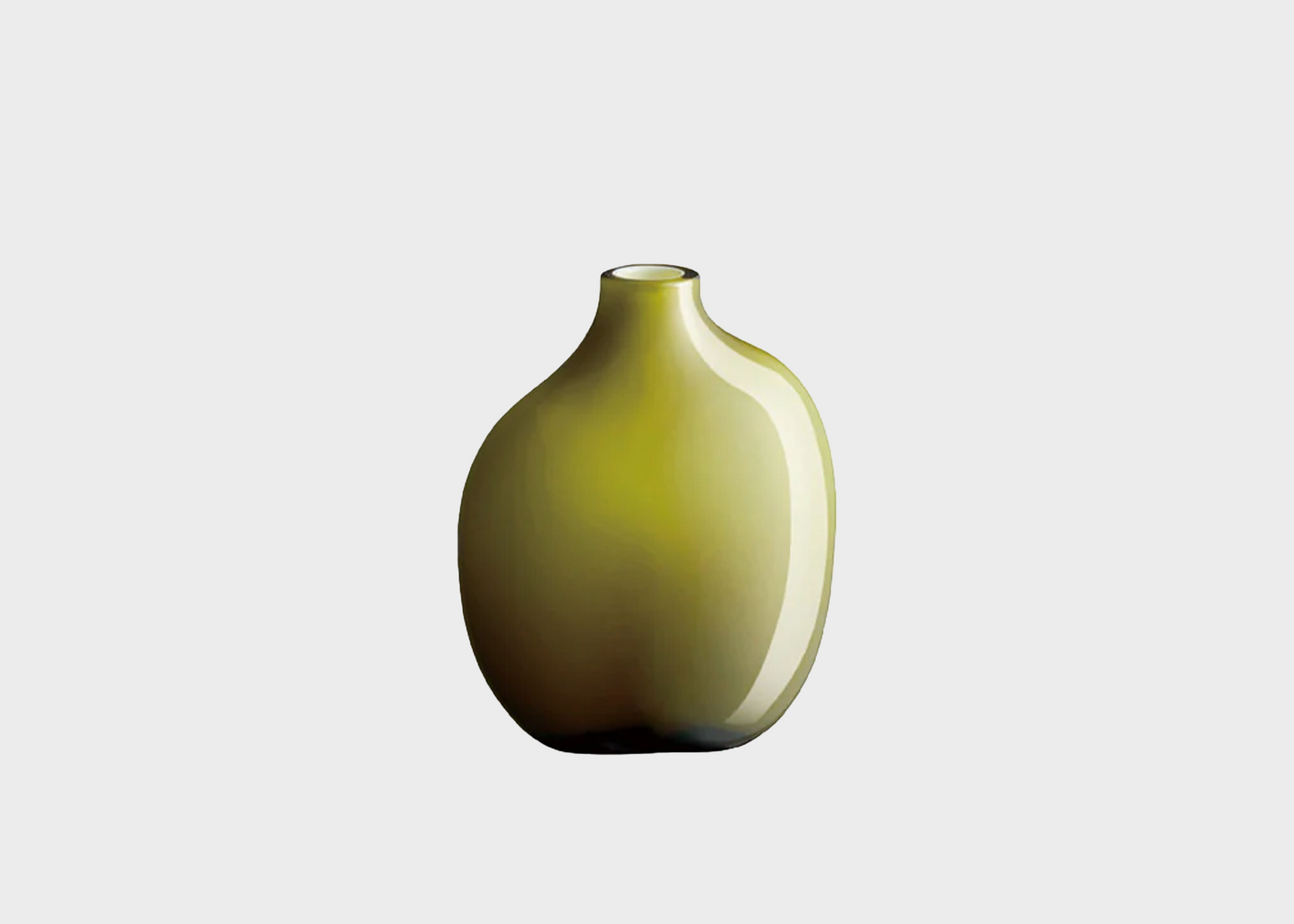 Green vase on a light gray background