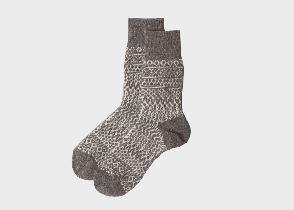 Wool Jacquard Socks - Grey