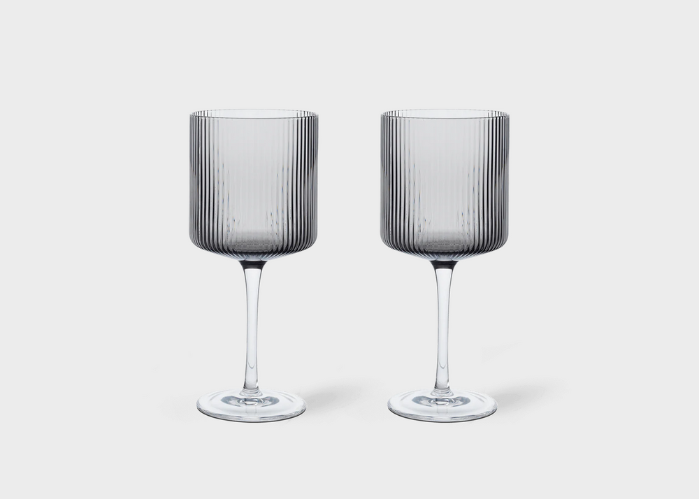 Ripple Red Wine Glasses - Smoked Grey