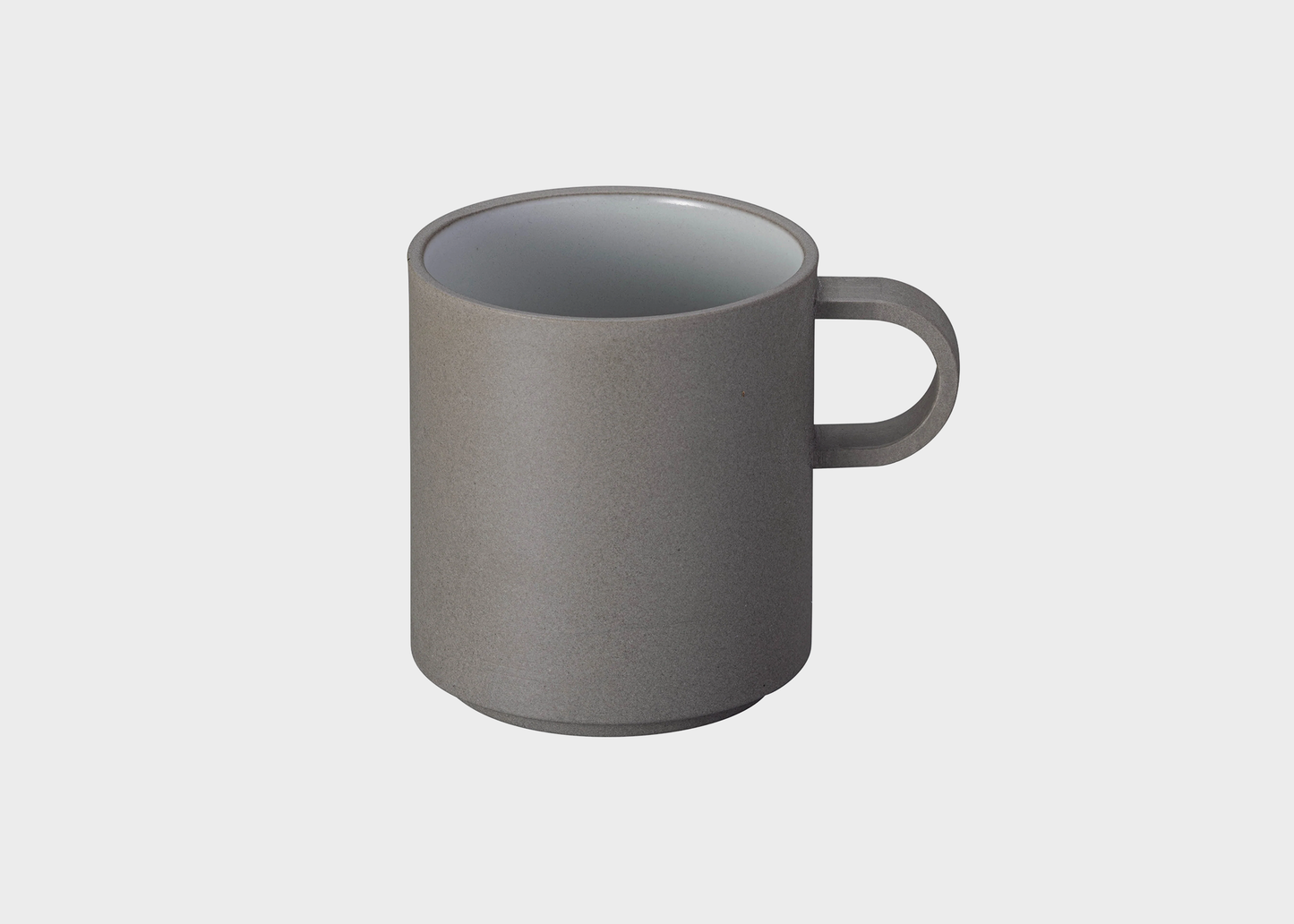 Gray ceramic mug on a white background