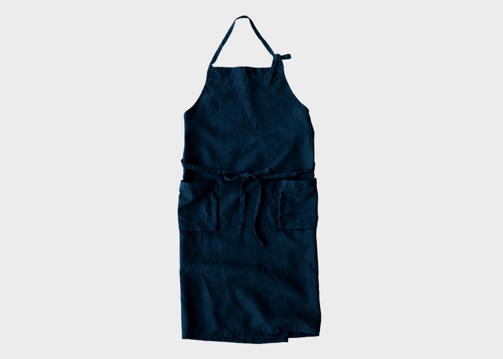 Bib Apron Herringbone Navy