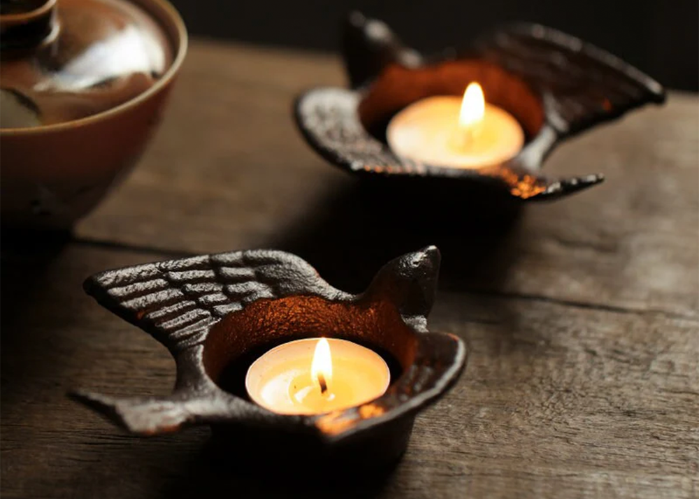 Gohobi Cast Iron Sitting Bird Candle Holder - Thumbnail 5