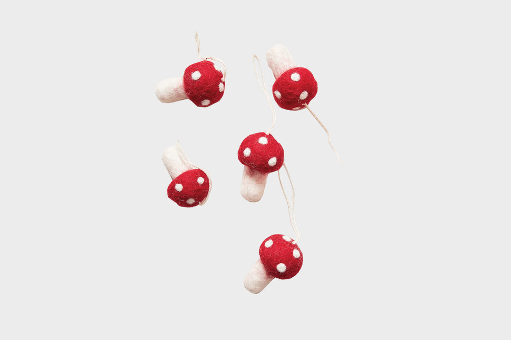 Mini Mushrooms Ornament Set
