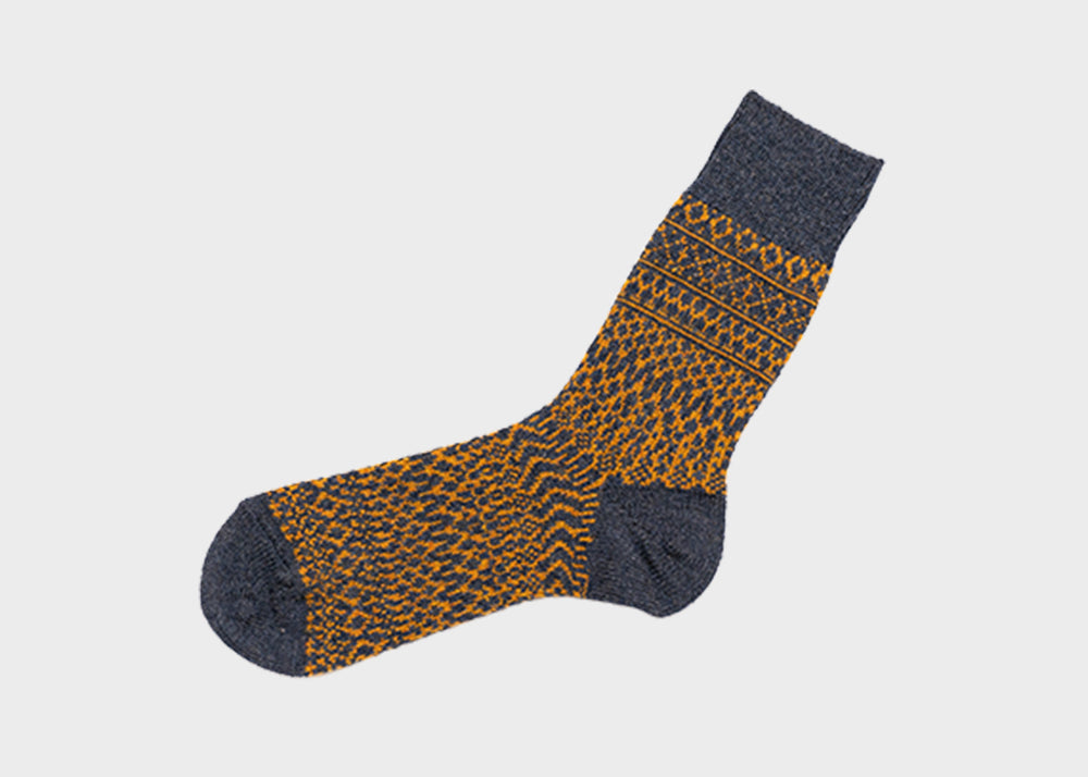 Wool Jacquard Socks - Navy