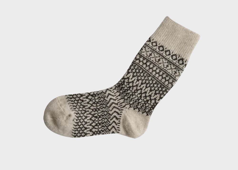 Wool Jacquard Socks - Oatmeal