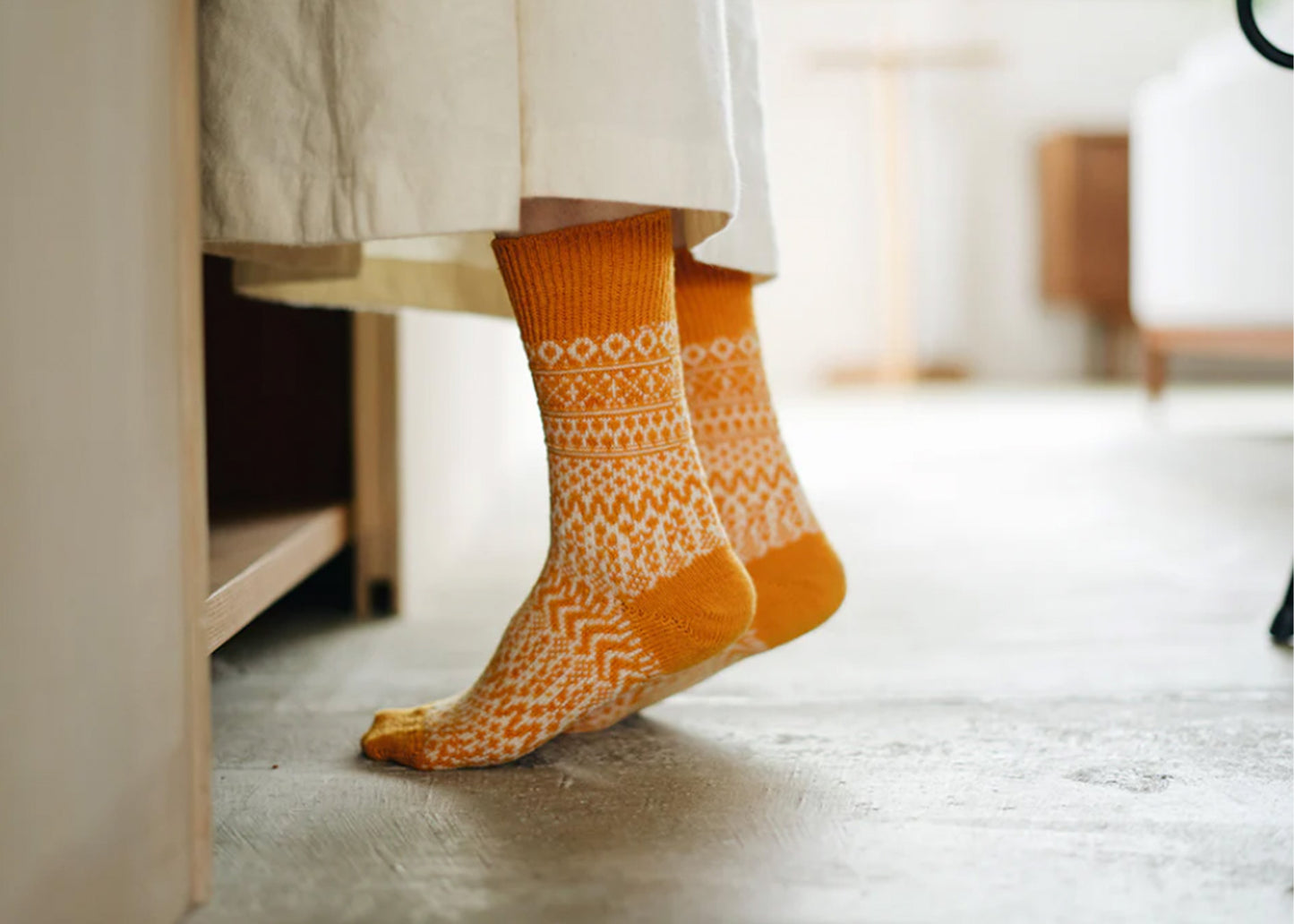
                  
                    Wool Jacquard Socks - Orange
                  
                