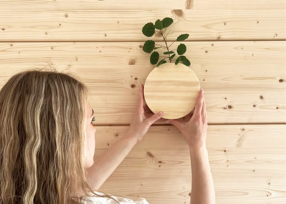 Round Pine Wall Vase - Thumbnail 5