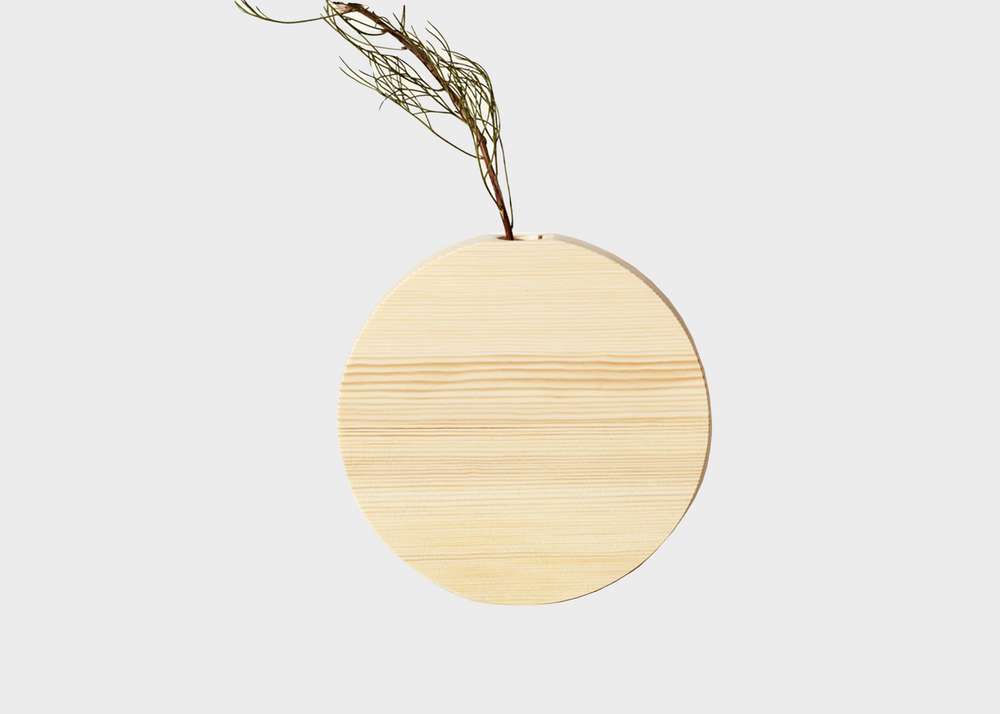 Round Pine Wall Vase