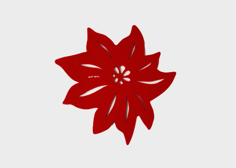 Merino Wool Felt – 10″ Poinsettia Trivet
