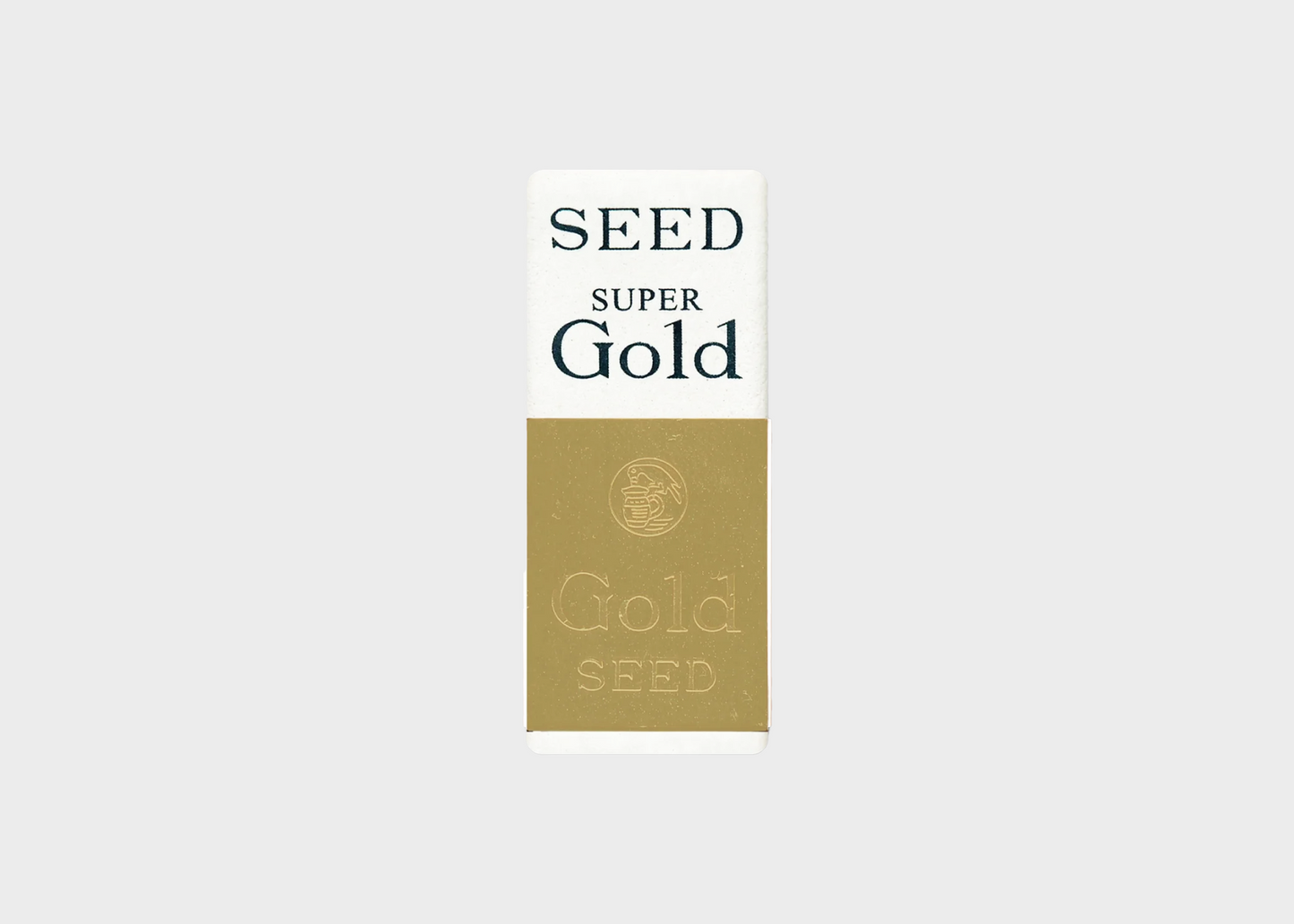 Gold seed packaging with 'Seed Super Gold' text on a white background