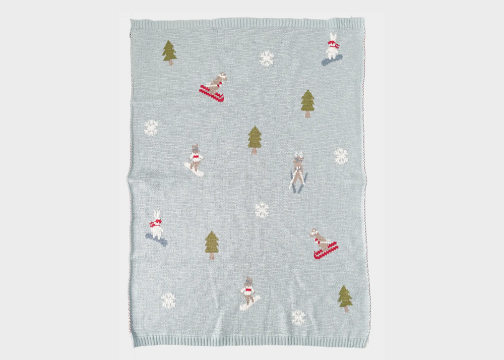 Organic Cotton Baby Blanket - Ski Slopes