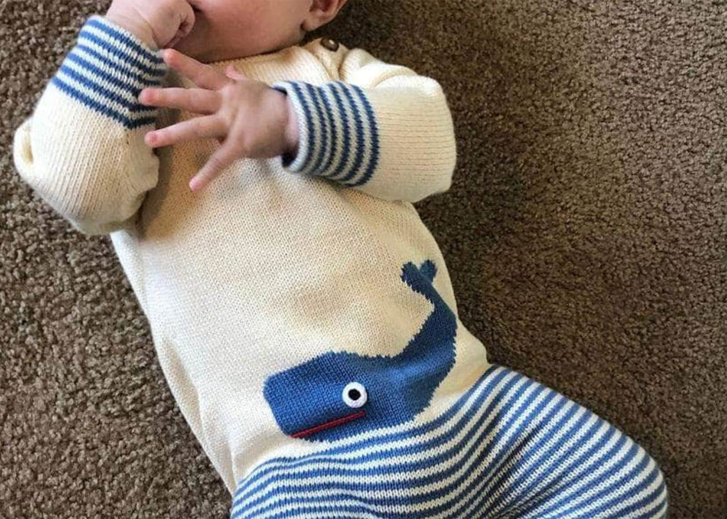 Organic Knit Baby Romper - Whale