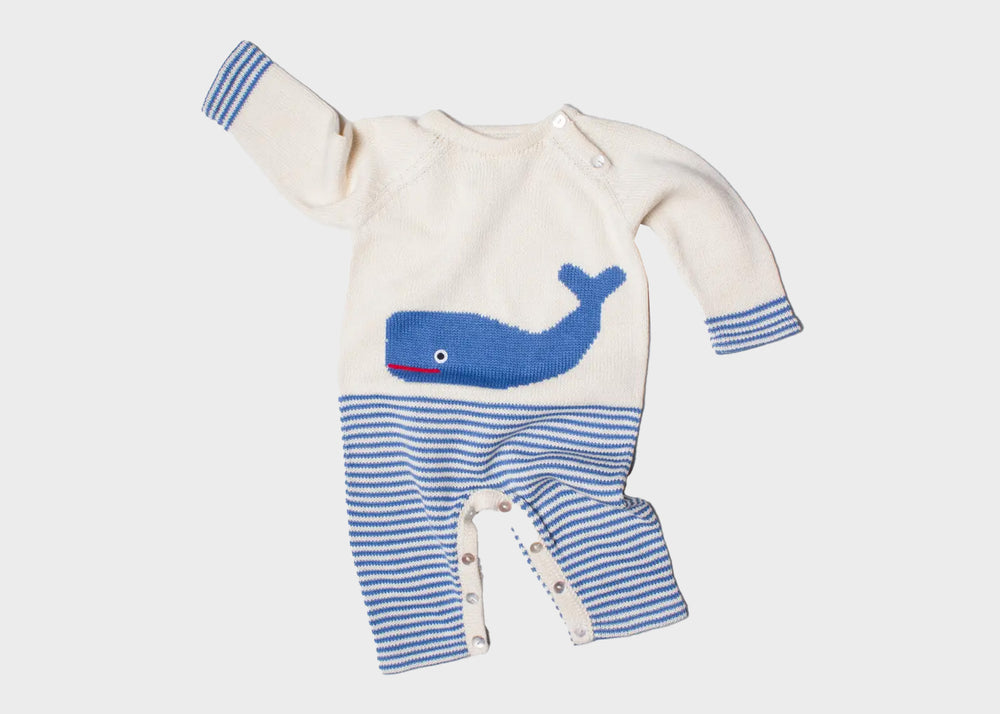 Organic Knit Baby Romper - Whale