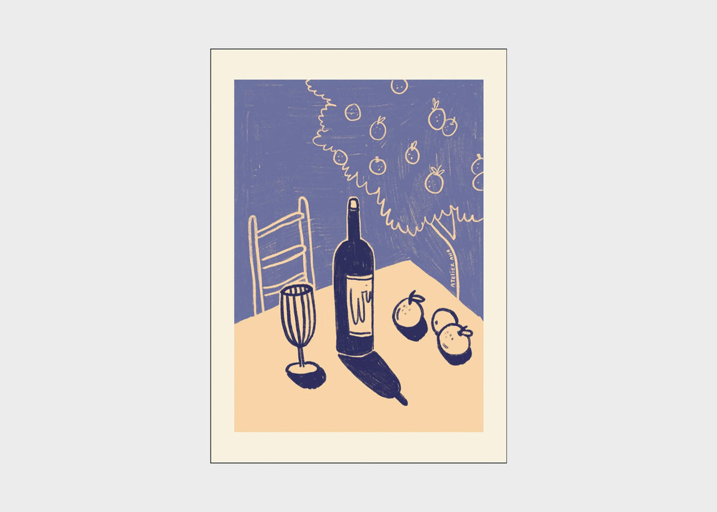wine and oranges poster and frame