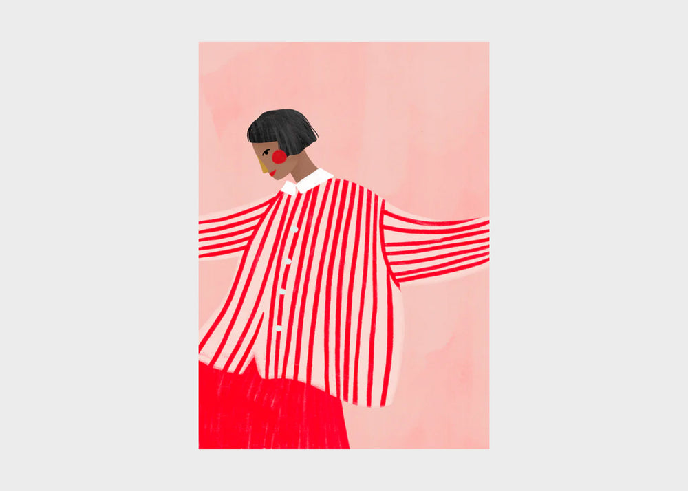 The Woman with the Red Stripes Poster and Frame