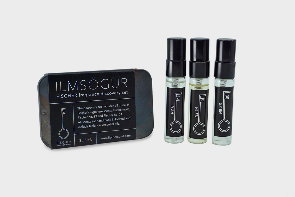 The Fischersund Discovery Set with perfume bottles No. 8, No.54, and No.23