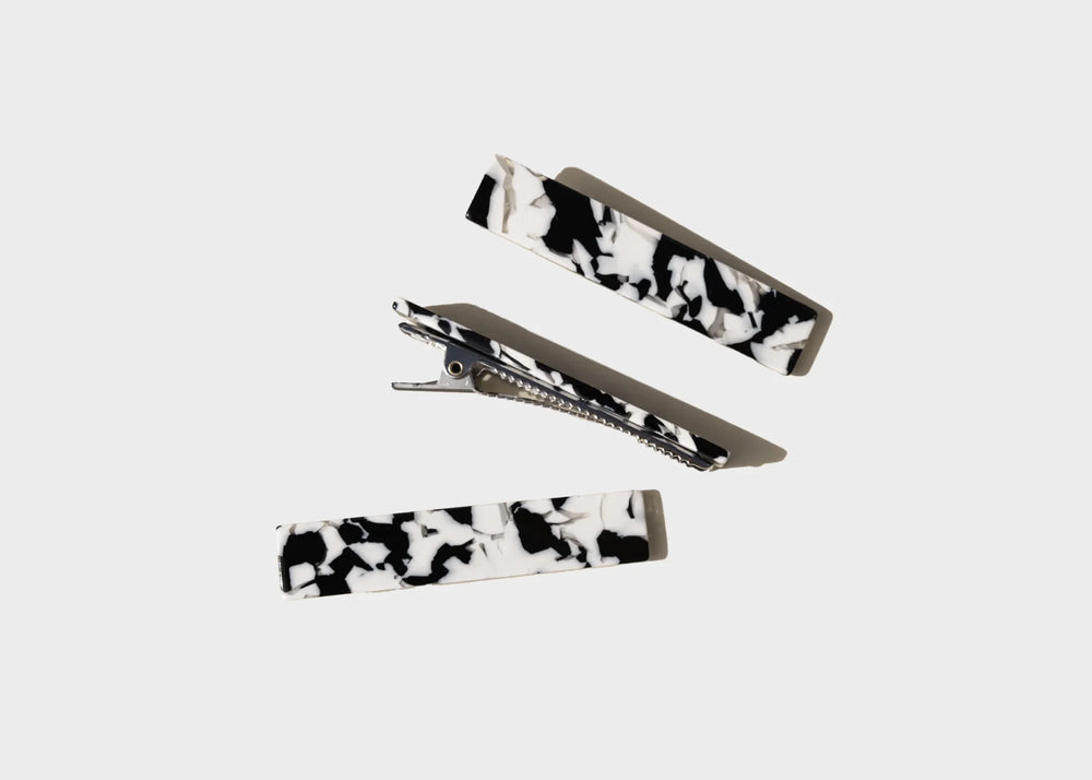 Black and white tortoise clips set