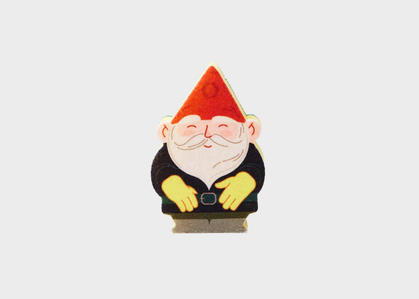 
                  
                    A cleaning sponge shaped like a smiling gnome with red hat and yellow gloves by Farmhouse Pottery
                  
                