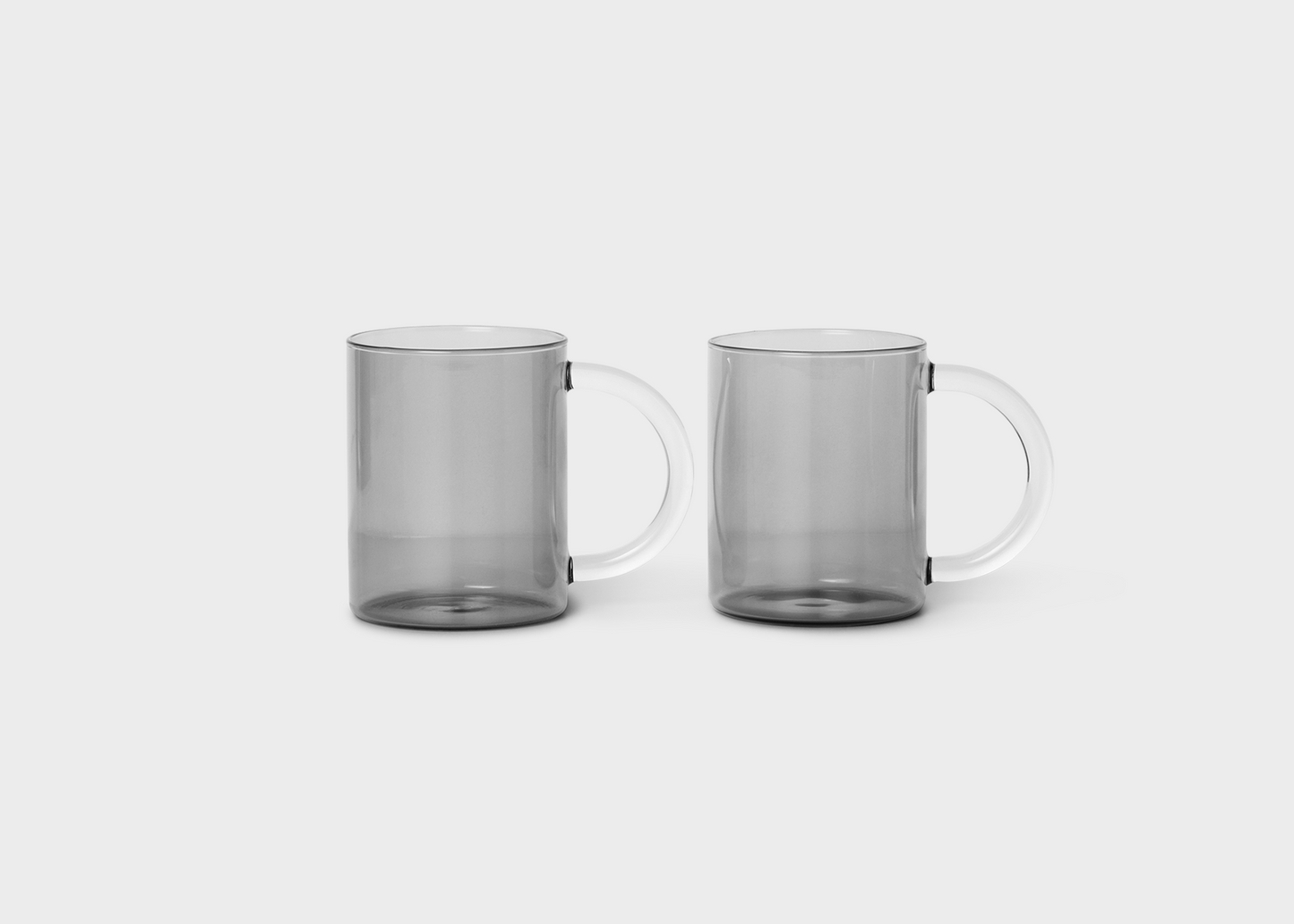 Grey Still mugs with clear handles by Ferm Living
