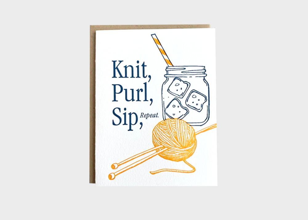 Card - Knit, Purl, Sip, Repeat