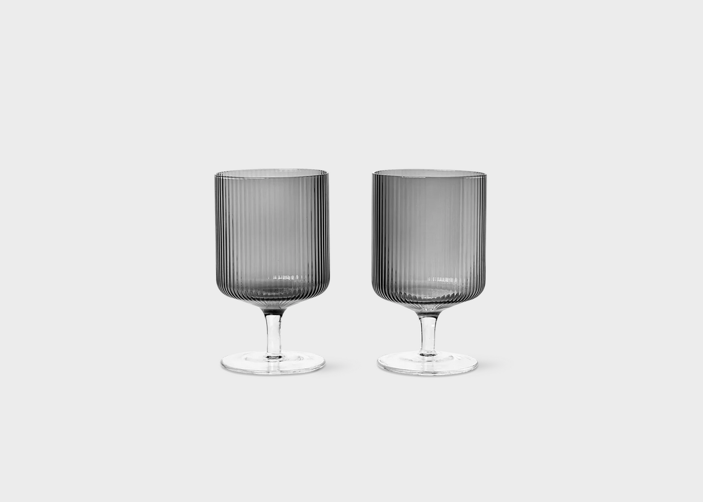 Grey Smoked Ripple Wine Glasses by Ferm Living