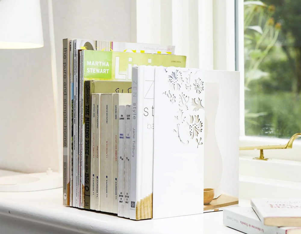 
                  
                    Steel Bookends in White and Floral pattern by Yamazaki
                  
                