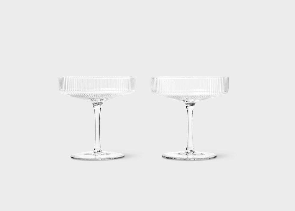Clear ripple champagne glasses by Ferm Living
