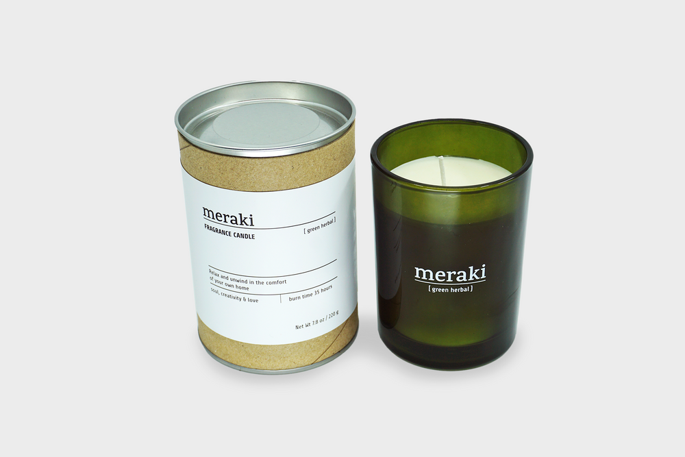
                  
                    Green Herbal Candle with green glass in large by Meraki
                  
                